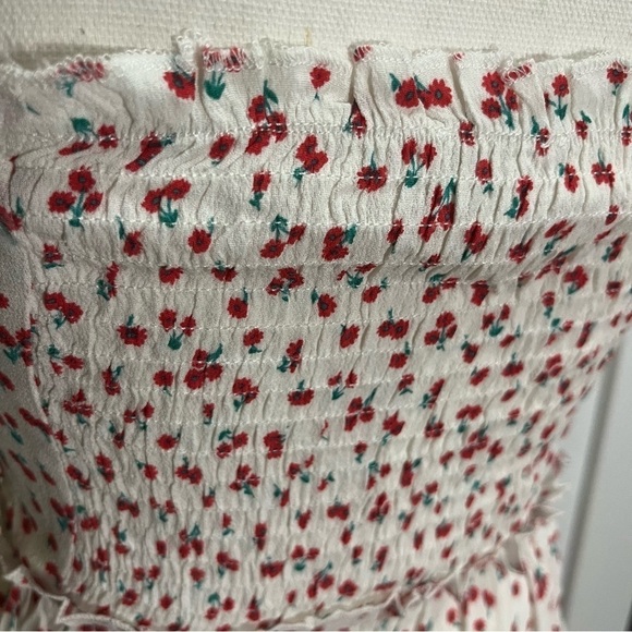 Olivaceous Liberty Floral Strapless Shirred Baby Doll Ruffle Mini Dress … - Picture 5 of 12